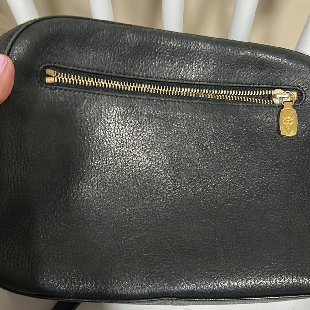 MCM Black Leather Crossbody Bag with Gold Accents - Picture 7 of 9